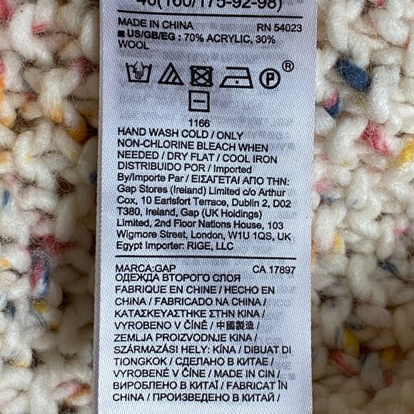 Gap Chunky Wool Rainbow Confetti Sweater Wm Sz M Pastel Mixed Stitch Feminine - Picture 11 of 11